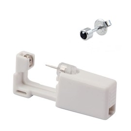 Disposable Sealed Nose Piercing Gun Kit Tool Self Nose Piercing Gun Ear Piercing Gun With 316L Stud Bone With Gem 1PC (Black Gem)