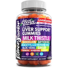 Clean Nutra Liver Cleanse Detox & Repair Gummies | Milk Thistle Gummy Liver Support Vitamins | Dandelion, Artichoke, Aloe Vera, Ginger, Berberine, Lemon, N-Acetyl-L-Cysteine, Turmeric Supplement HCL