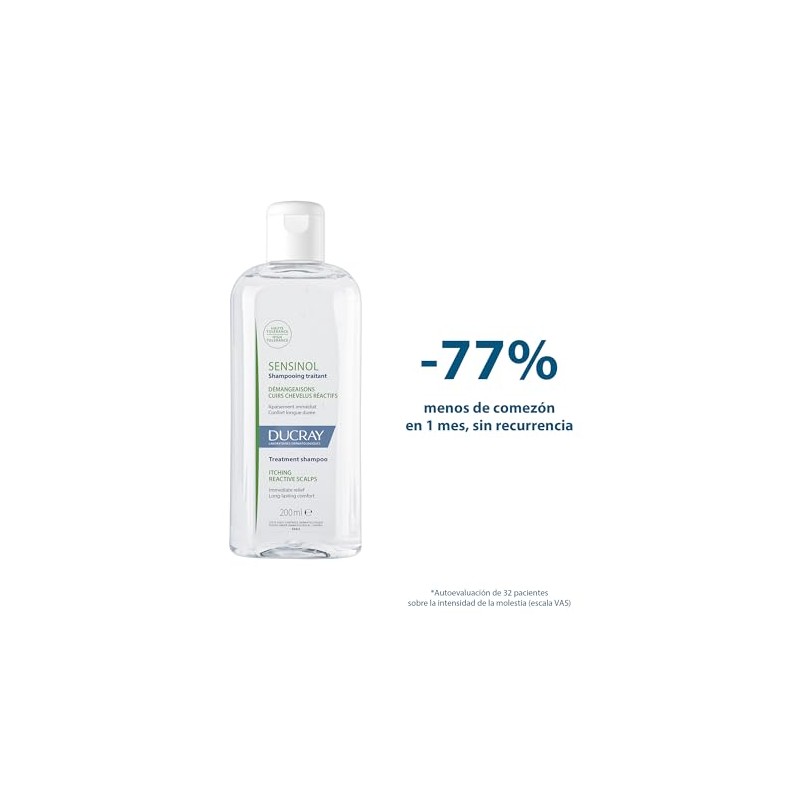 DUCRAY, Sensinol Shampoo Tratante Anticomezón, Cuero Cabelludo Sensible, Alta Tolerancia