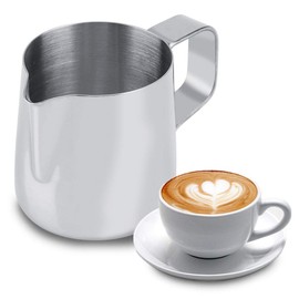 Tazas para espumar leche, jarra humeante de acero inoxidable para espresso, espumadores de leche para cafeterías, tiendas de té, bares para hacer Latte Art Silver(150ML)