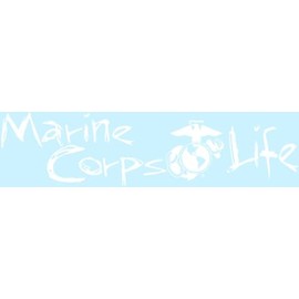 Marine Corps Life Vinyl Transfer Decal with Eagle Globe and Anchor, White, 11 x 3 inches