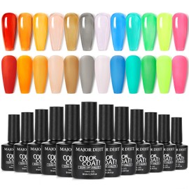 Major Dijit 12 Color Jelly Gel Nail Polish Set Blue Red Purple Rainbow Neon Yellow Green Orange Summer Crystal Glass Translucent Gel Polish
