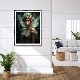 5D Full Range Round Drill Fairy Flower Dragonfly Girl Diamond Art Painting Kits by Number for Adults Beginner Diamond Art Painting Beads Art Crystal Embroidery Kits Leisure Art 30x40cm