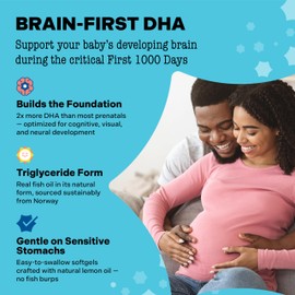 Best Nest Wellness Mama Bird - Pre+Postnatal DHA (30 Servings) Omega 3 Fish Oil 500mg DHA - Lemon-Infused Softgels - Mom & Baby Brain Health - Post+Prenatal Vitamins for Women - Gluten Free, Non GMO