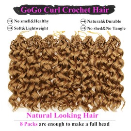 10 Inch Pre Looped Crochet Hair for Black Women - Gogo Curl/Beach Curl/Ocean/Water/Deep Wave Crochet Hair 8 Packs, Synthetic Hair Tangle-Free Natural Look Curly Hair Extensions (27)