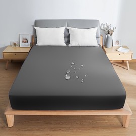 PRETYDAY Fitted Sheet, Waterproof Sheet, 2025, High Density Fabric, Mattress Cover, 5 Sides Waterproof, Water-absorbent and Quick Drying, Single, Semi-Double, Double, Queen, Bed Cover, Breathable
