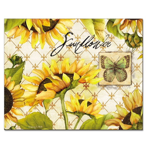 CounterArt Sunflowers in Bloom Decorative 3mm Heat Tolerant Tempered Glass Cutting Board 15" x 12" Made in the USA Dishwasher Safe