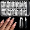 Bellelfin White French Tip Press on nails Long Coffin Fake
