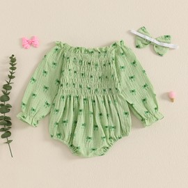Apoetatnesa Baby Girl Outfit Long Sleeve Romper Bodysuit Newborn Baby Girl Outfits 3 6 12 18M (Green st patrick's day, 3-6 Months)