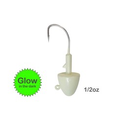 8pcs Fish WOW!® 1/2oz Shad Jighead Glow Bullet Jig Heads - Glow in The Dark