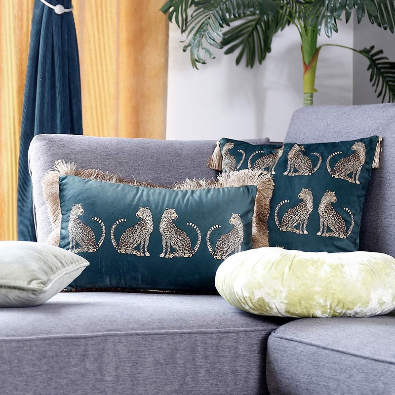 vctops Leopard Printed Throw Pillow Cover with Tassels Super Soft