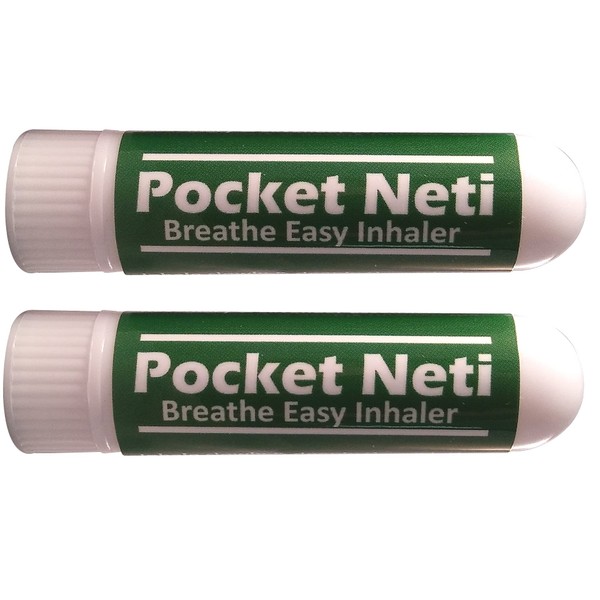 Basic Vigor Pocket Neti Breathe Easy Himalayan Salt Aromatherapy Sinus Inhaler 2 Pack with Essential Oils. Natural Nasal Stick/Nasal Inhaler with Eucalyptus. Made in The USA.