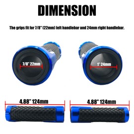 YIMOTO Motorcycle Grips 78 inch 22mm Universal Non Slip Handlebar Grips Aluminum Handle Grips for CBR 60F 125R 250R 400 CBR 600RR 900RR 954RR 1000RR FIREBLADE, Grips Black