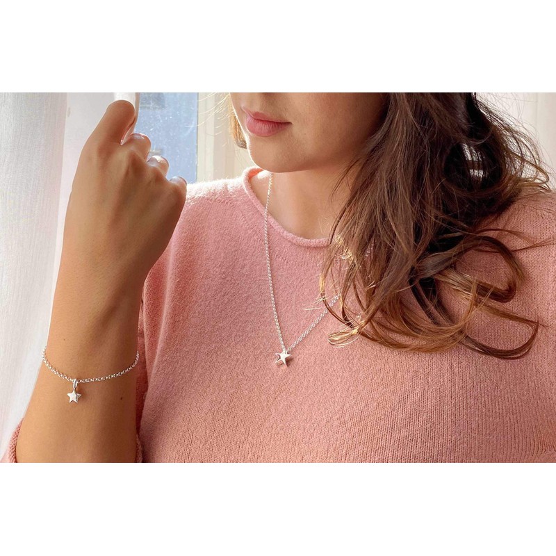 SILBERMOOS Women's Small Star Pendant 925 Sterling Silver, Sterling Silver,