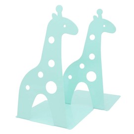 Lovely Giraffe Pattern Bookends Metal Book Ends Book Holder for Desk Organizer School Library Desk Study Home Office Decoration Kids Gift (Light Green)