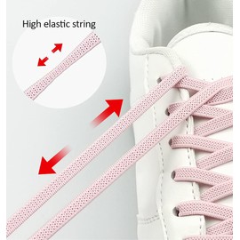 CHYEEH Elastic Shoelaces, Universal, Without Tying, Flat Rubber Laces with Quick Release, Rubber Shoelaces, Adjustable with Metal Clasp, Children Don’t Need to Tie Any More Laces, black, 100