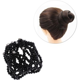 3 Piezas moño redecillas para el cabello Redecilla elástica de crochet redecilla de ganchillo Accesorios para el cabello con redecilla elástica accesorios para mujer Black