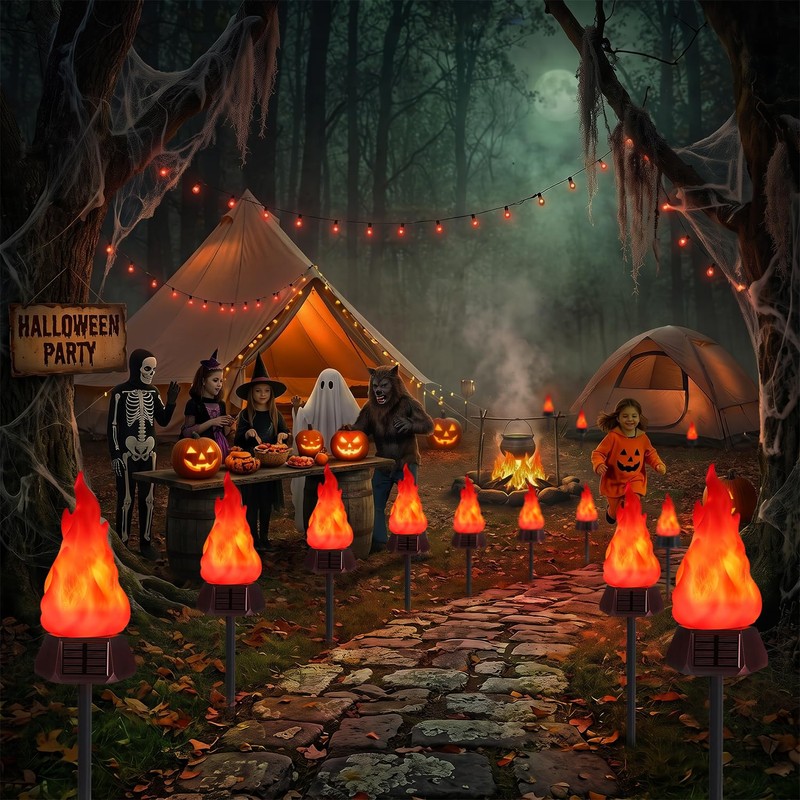 Solar Halloween Lights Outdoor, 4 Pack Solar Torch Light Waterproof
