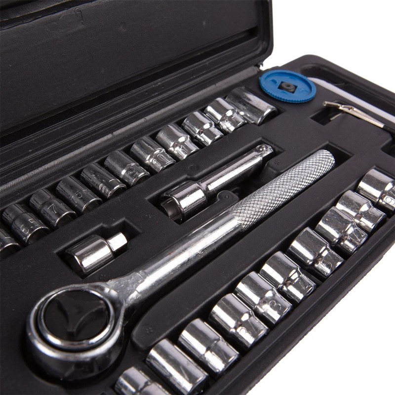 40pc Carbon Steel Socket Wrench Set - Universal Long Handle
