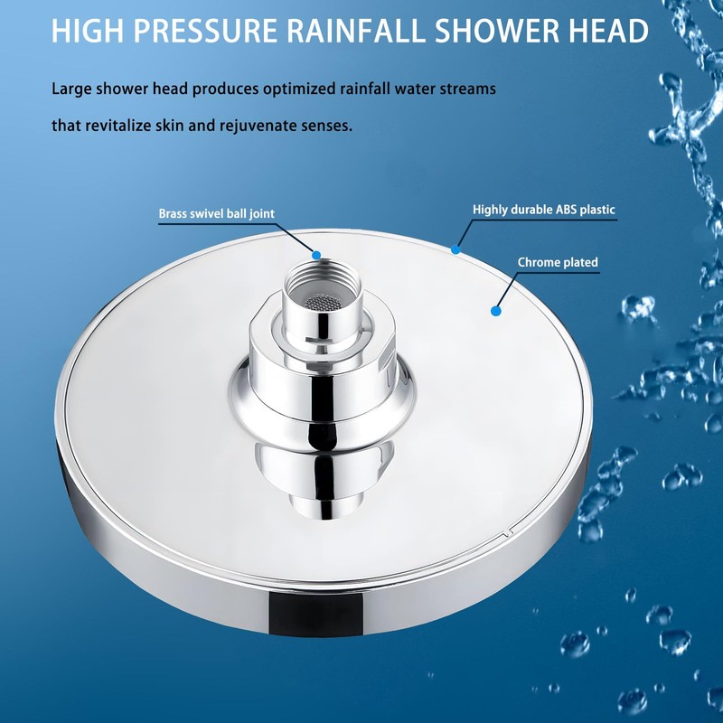 Katezon Shower Head High Pressure Rain, Luxury Showerhead with Chrome