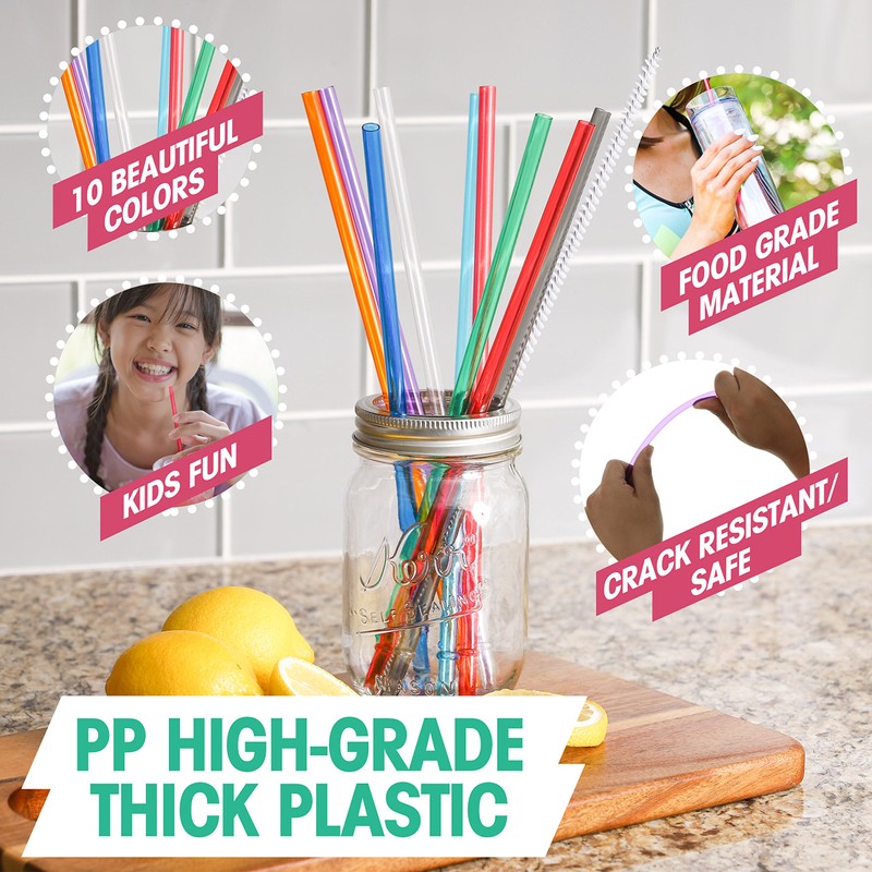 California Straws Pink Replacement Acrylic Straw Set of 6, Fits