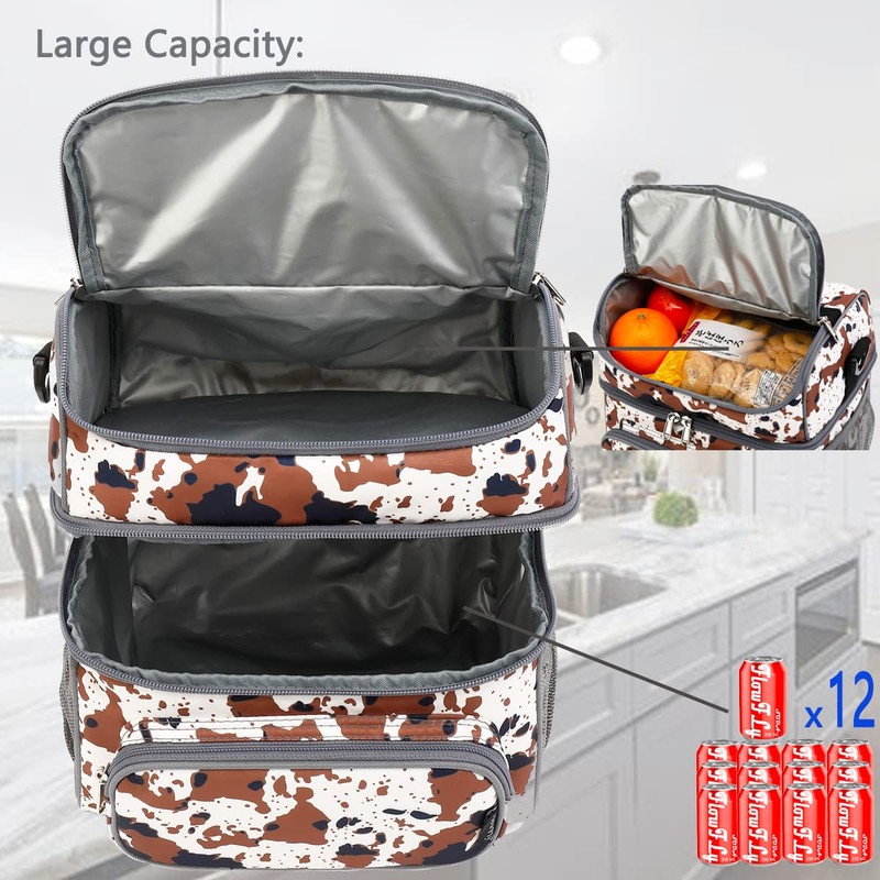 FlowFly Insulated Lunch Bag Adult Lunch Box Large Tote Double