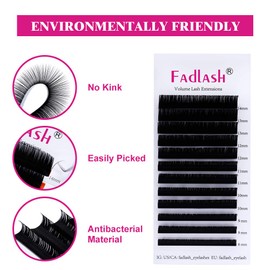 Eyelash Extensions 0.25mm D Curl Lash Extension Individual Eyelashes 8-14mm Classic Lash Extensions Salon Perfect Use by FADLASH (0.25-D, Mix 8-14mm)