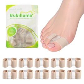 Bukihome Toe Separators for Overlapping Toes, Gel Bunion Corrector and Fabric Toe Spacers Straightener for Women & Men, Bunion Relief with 10 Pack