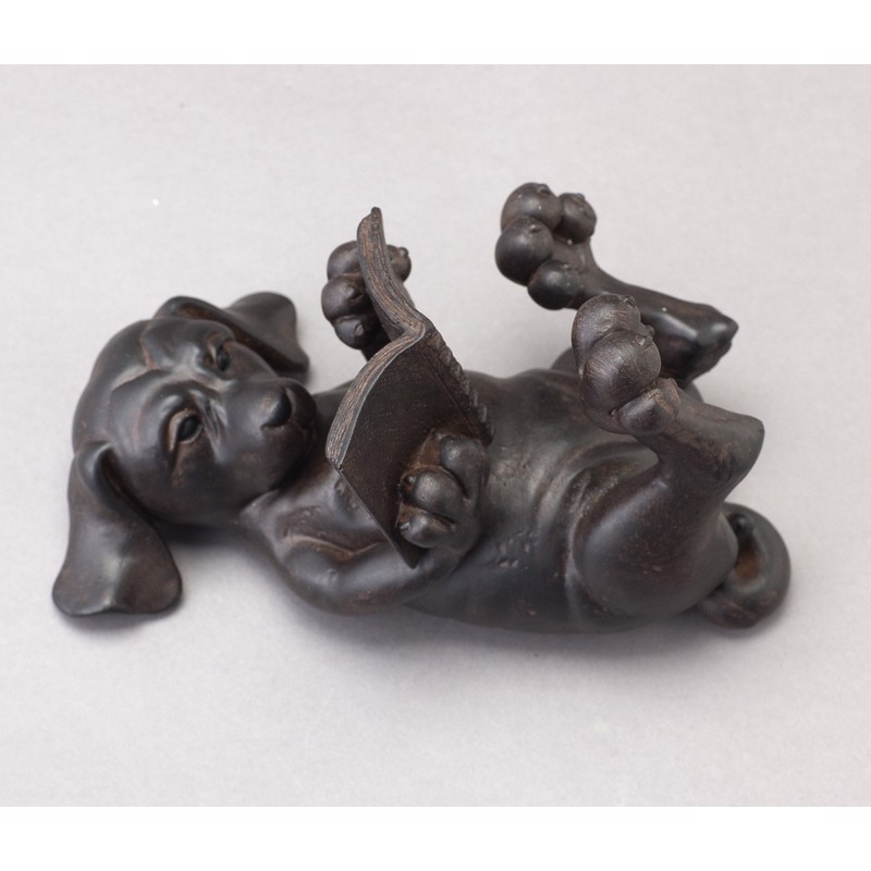 Toyo Stone Creation Animal Ornament Reading Dog 11030