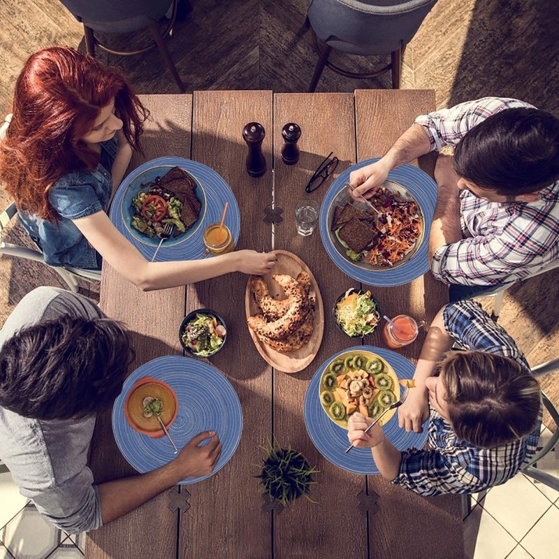 MaoXinTek Round Cotton Placemats, 35.5 cm Easy Care Washable Braided