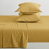Eikei Washed Cotton Chambray Fitted Sheet Set Solid Color Casual