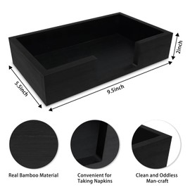 Guest Towel Holder Black, Disposable Dinner Napkin Holder, Bamboo Holder Tray for Dinner Napkins. Hand Towel Holder Disposable Hand Towel Tray, Paper Towel Holder Napkin Holder (Black)