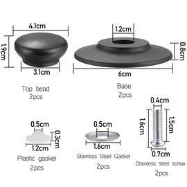 Pot Lid Handle, Pot Lid Knob, Pot Handles, Lid Knob, Universal Pot Lid Knobs, Pot Lid Handles, Replacement Knobs, Cookware Bakelite Replacement Lid Knobs, Heat Resistant, Pack of 2