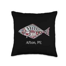 Afton Prince Edward Island Native Halibut Afton PE East Coast of Canada Halibut Native Fisherman Throw Pillow, 16x16, Multicolor
