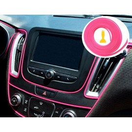 Pink Car Interior Decorative Molding Door Panel Gap Trim Strip (23Ft)