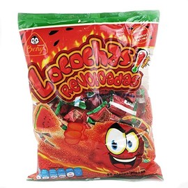 BENY LOCOCHAS REVOLCADAS WATERMELON FLAVOR CHILI COATED HARD CANDY 1LB 3.37OZ. 55 COUNT BAG