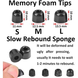 Memory Foam Ear Tips Noise Canceling Foam Eartips Ear Cap Replacement Ear Tip Compatible with KZ ZS10 Pro, L/M/S 3 Size 3 Pairs,Black 515 3