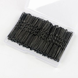 WENSIDUO 200pcs U Shaped Hair Pins, 2.4 Inch Buns Waved Bobby Pins for Women and Girls Secure Hold with Storage Box, Black