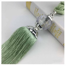 SHTGOI 1 Pair Curtain Tiebacks with Tassel Crystal Ball Curtain Drawstring Elegant Curtain Holder Decorative Curtain Holder Rope Curtains Accessories Tiebacks for Home & Office Window Drapery Black