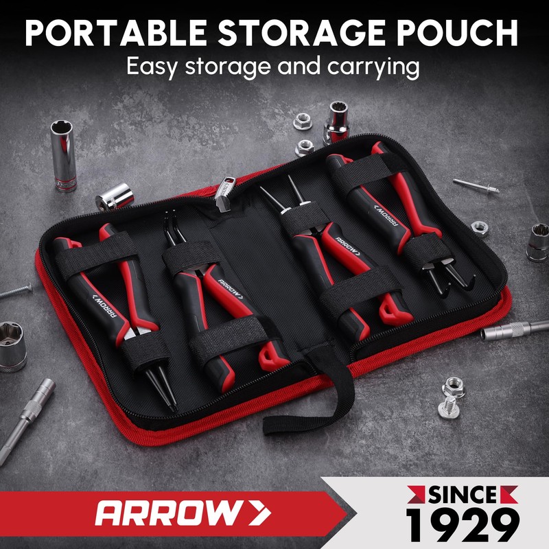 ARROW Snap Ring Pliers Set, 4-Piece Internal/External Circlip Tool Kit