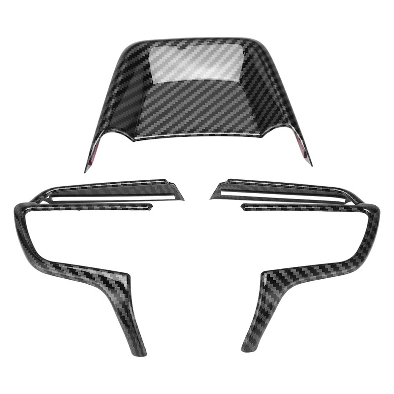 3pcs Steering Wheel Trim Kit Carbon Fiber Color ABS Frame