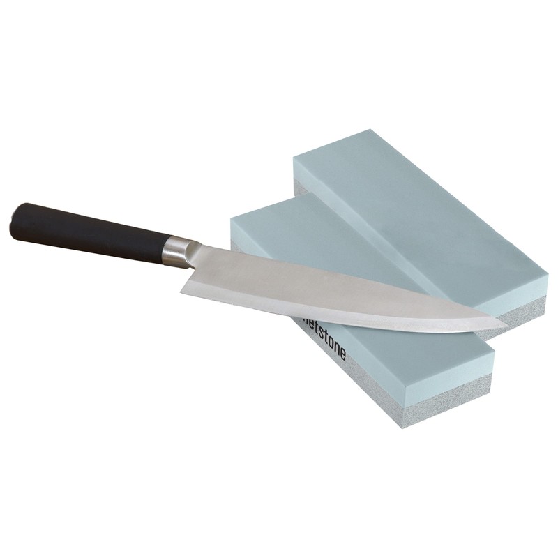Knife Sharpening Stone 2-Pack - Dual 400/1000 Grit Wet Block