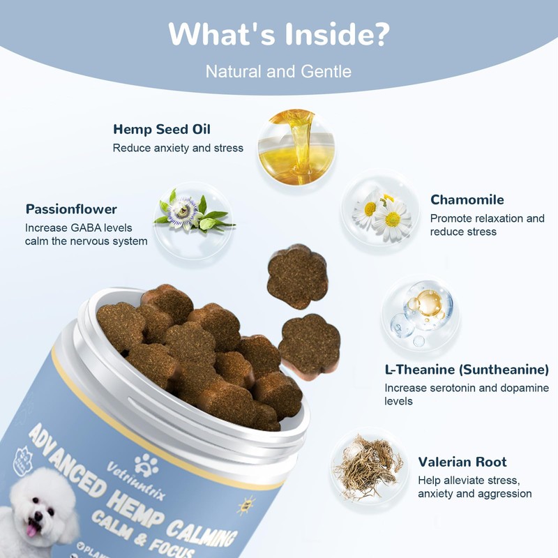 Vetriuntrix Dog Calming Chews, Calming Chews for Dogs with Natural