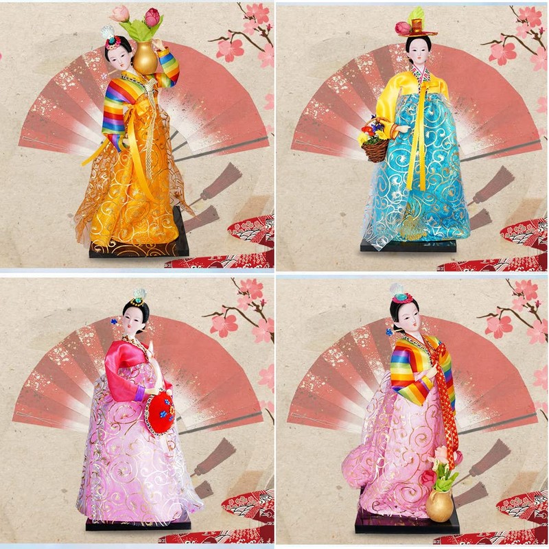 BOEYAA 12in Korean rag Dolls Handmade Hanbok Dolls Oriental Doll