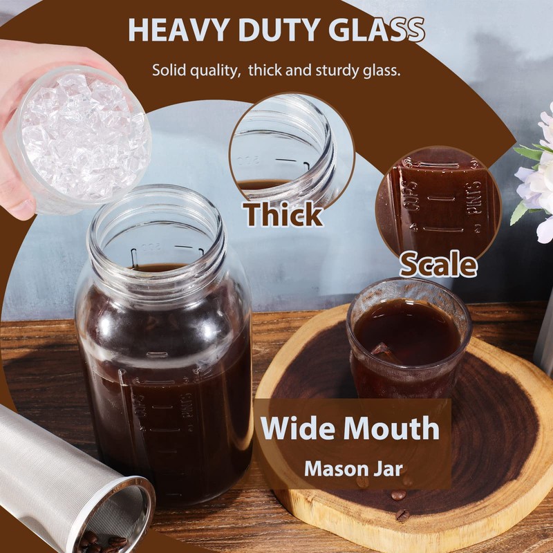 Cold Brew Coffee Maker Pitcher, 64 Oz Heavy Duty Wide