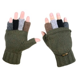 Hjkiopc Winter Gloves Fingerless Flip Gloves Thicken Knit Cashmere Gloves Mittens Gloves For Winter Outdoor Walking Cycling Driving Gloves Hand Warmer Women Mens (B-Army Green)