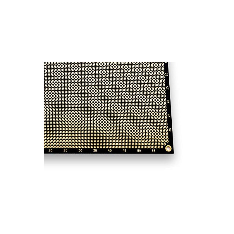 Double sided perforated grid board with round pads.