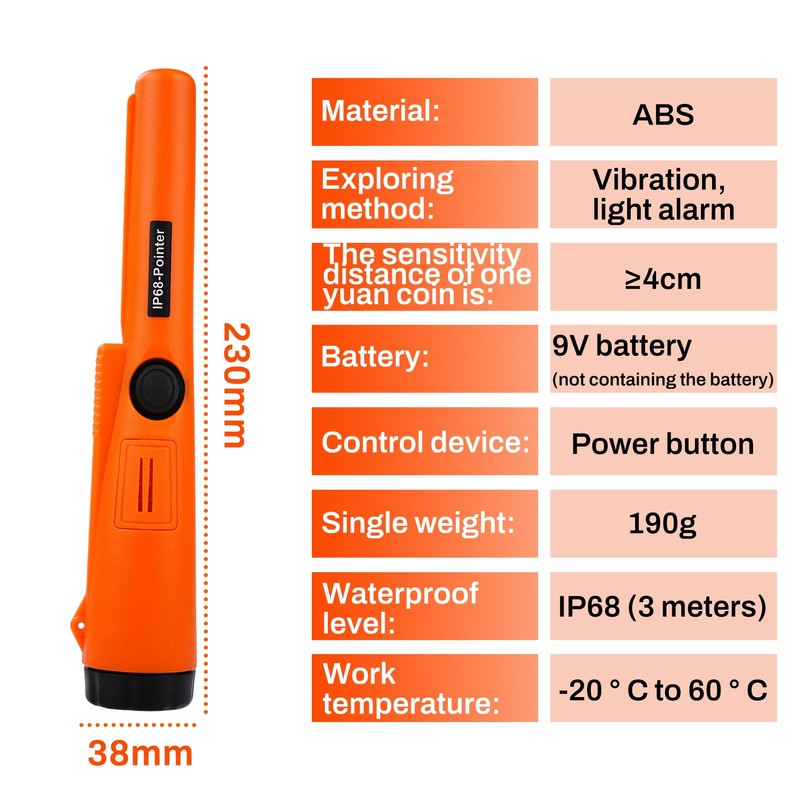 DEWIN Pinpointer Metal Detector, Metal Detector IP68 Waterproof Handheld Pinpointer