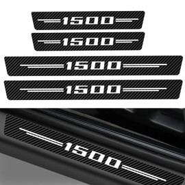 4PCS for RAM 1500 Car Door Sill Protector - Door Entry Guard Threshold Scratch Protection Sticker, Carbon Fiber Leather Car Door Anti Kick Pad Stickers for Dodge RAM 1500 Accessories Decoration -White