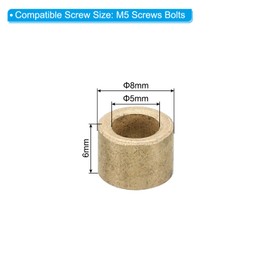 PATIKIL M5 Brass Spacers, 12 Pcs Metal Spacer Brass 5mm ID x 8mm OD x 6mm L Brass Spacers Screw Standoff for 1/5 Inch or M5 Screw